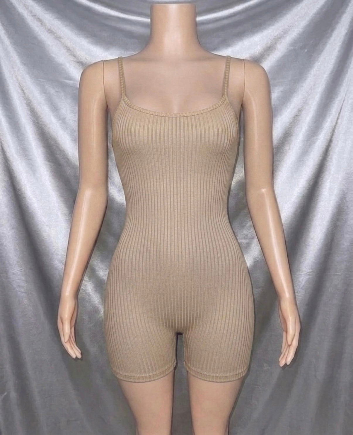 Tan Ribbed Romper