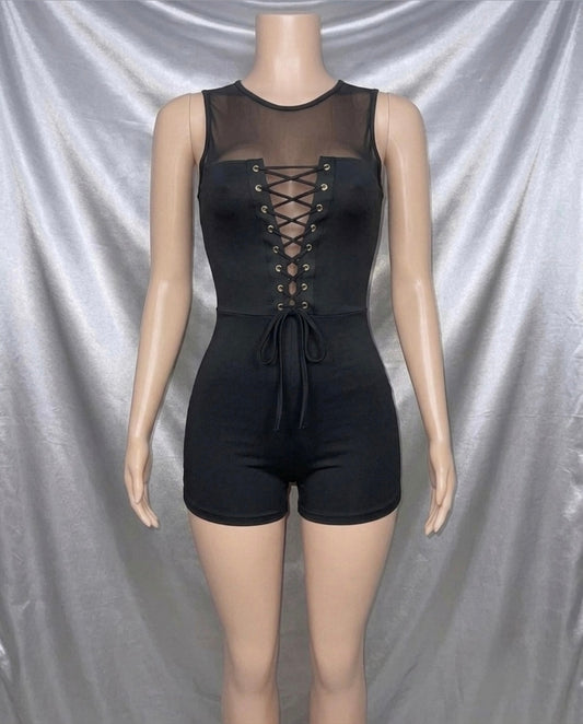 Black Lace-Up Bodysuit