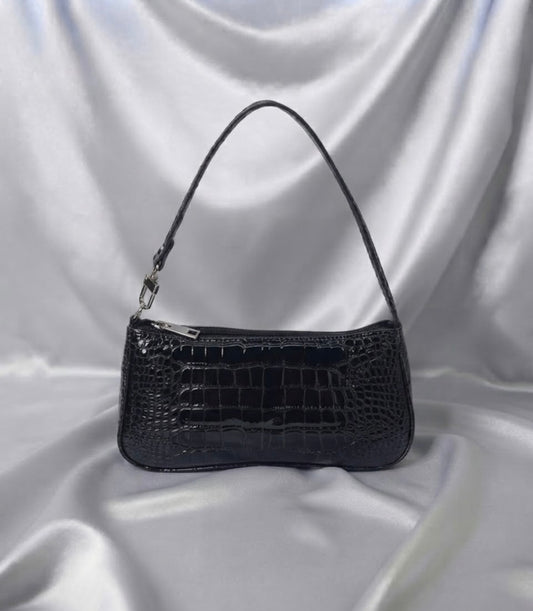 Black Croc-Embossed Bag
