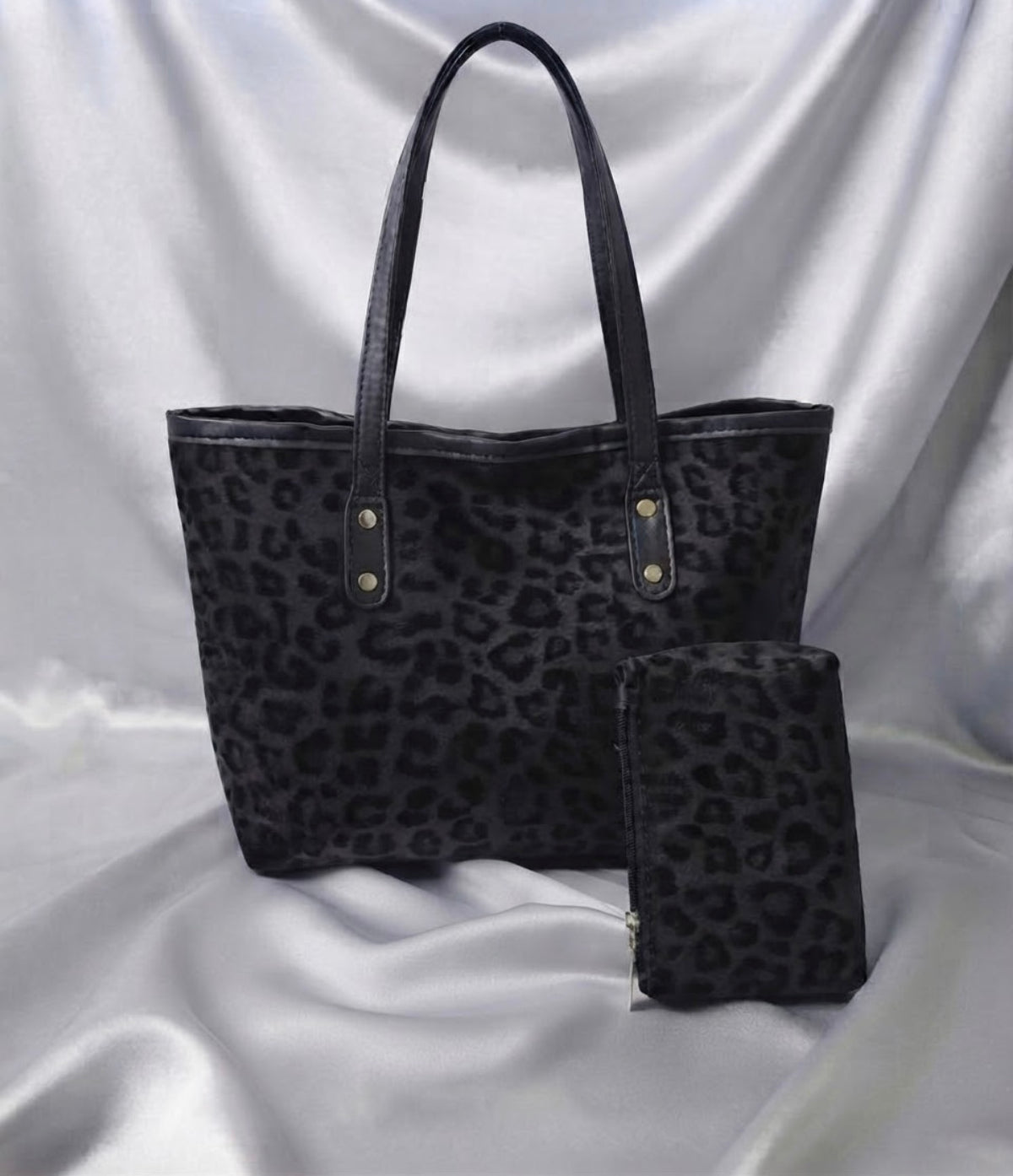 Dark Leopard Print Tote Set