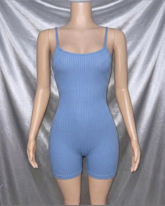 Blue Ribbed Romper