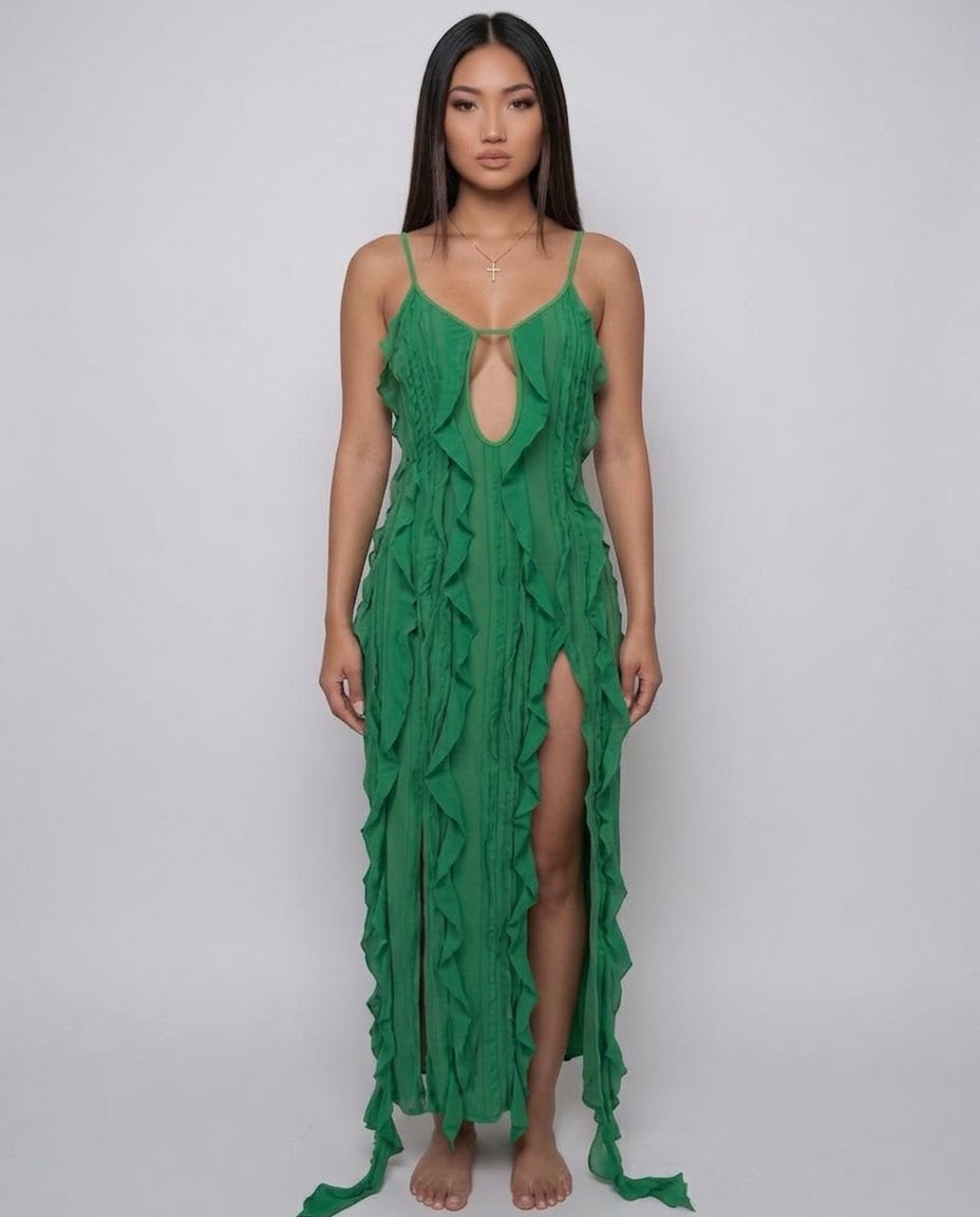 Green Ruffle Maxi