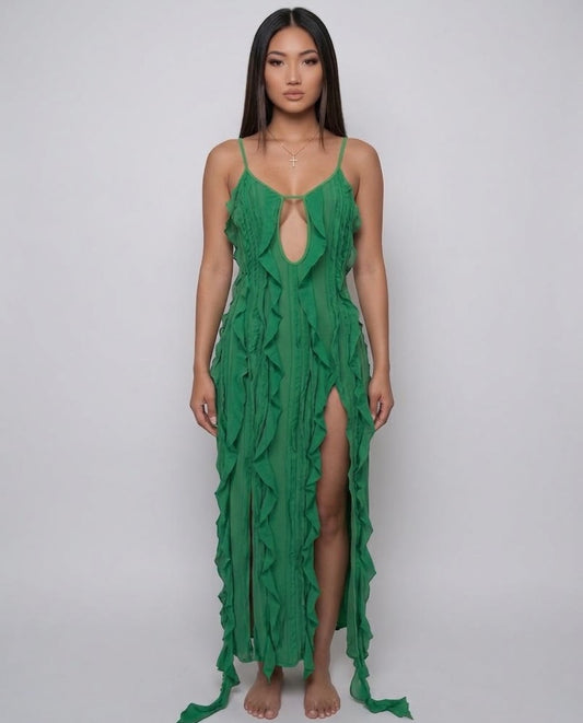 Green Ruffle Maxi