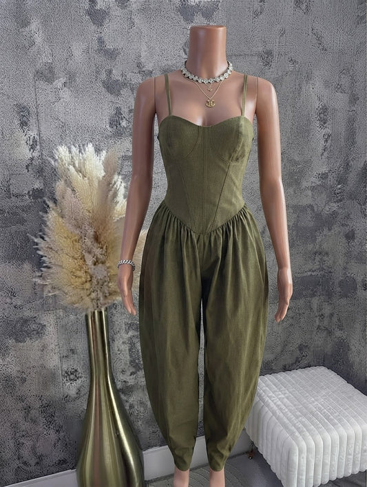 Olive Corset Jumpsuit